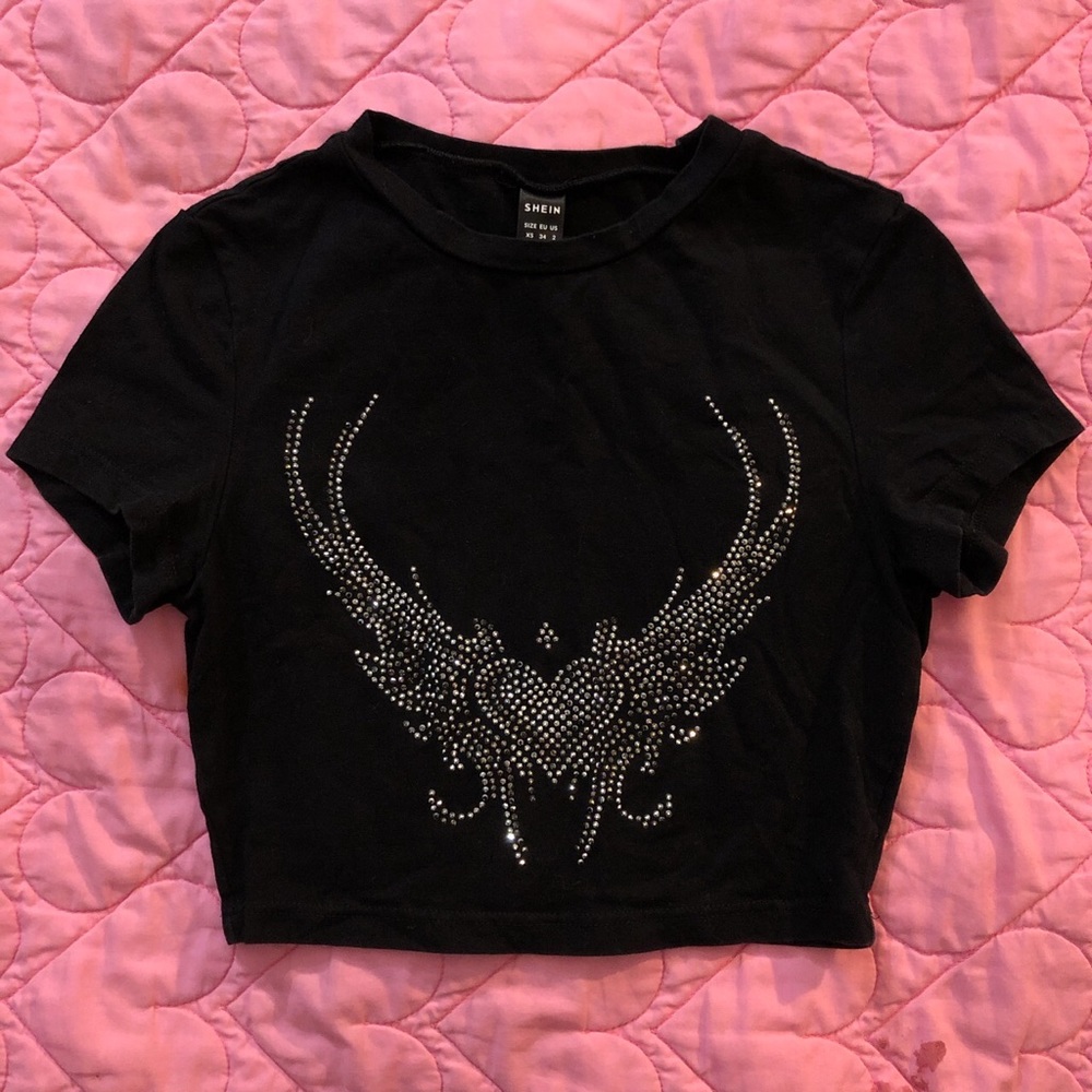 Rhinestone Detail Crop Top